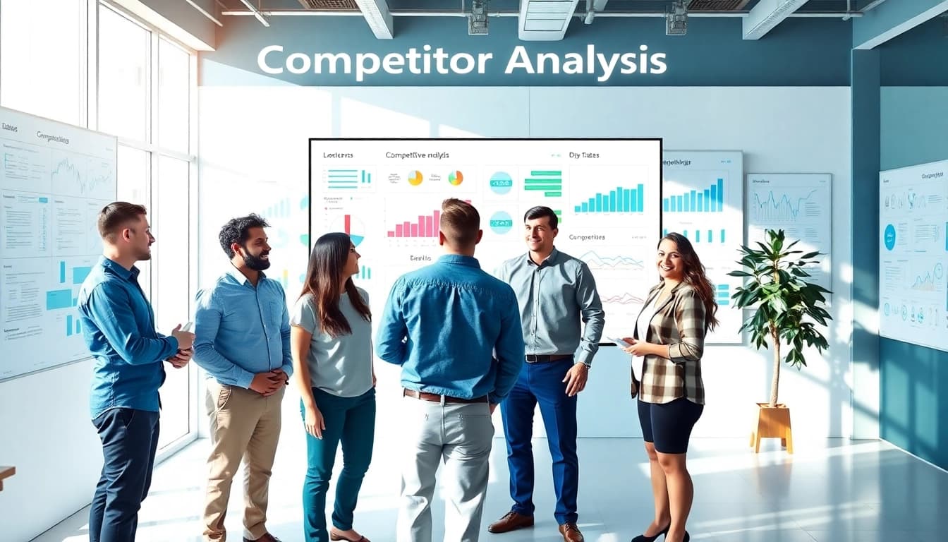 Visualize AI for competitor analysis in a modern collaborative office environment.
