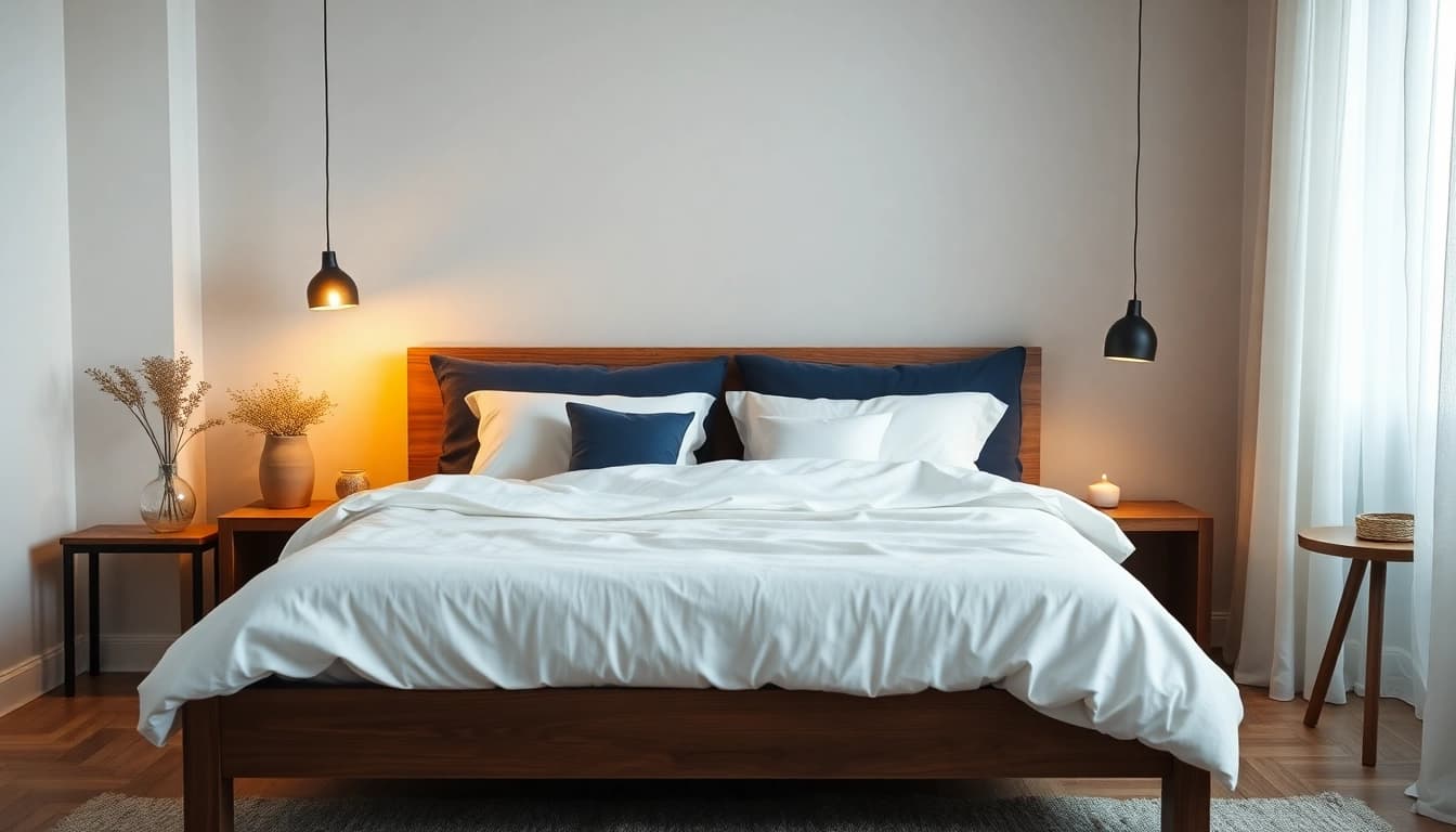 Coprimaterasso matrimoniale in cotone bianco su letto elegante, per comfort e stile unici.