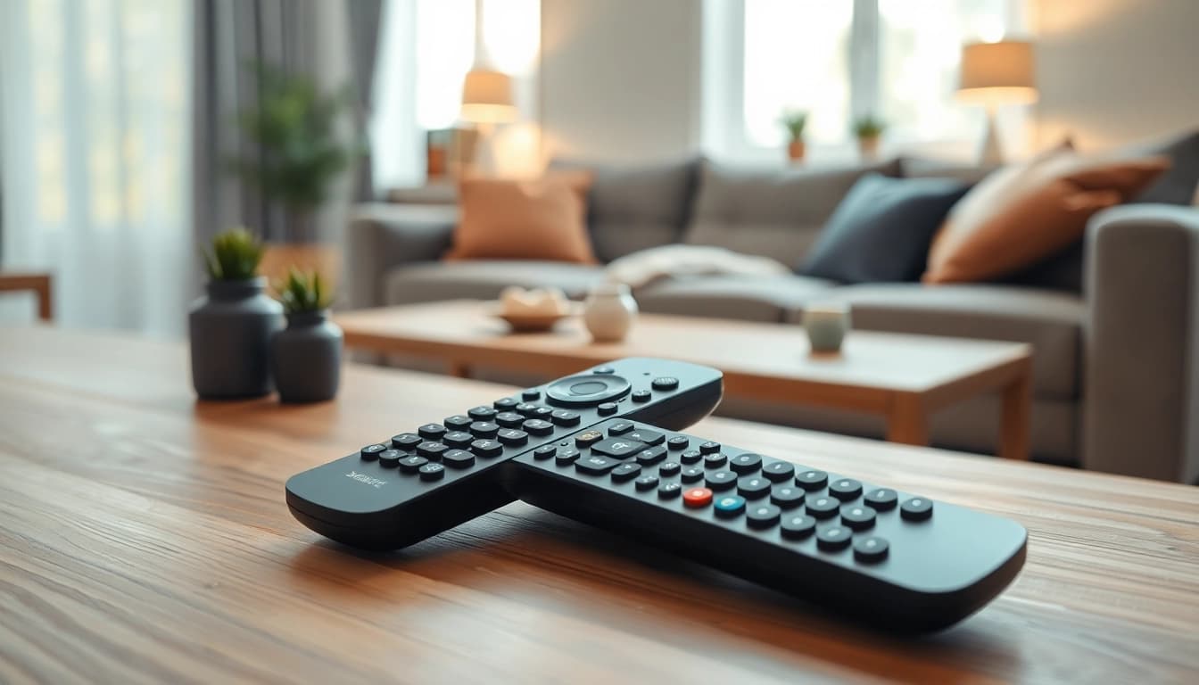 Bediene die Samsung Fernbedienung GU für vielseitige TV-Funktionen in einem gemütlichen Wohnraum.