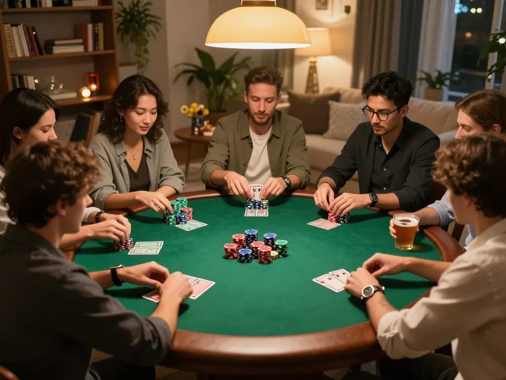 Players enjoying an exciting LLwin poker night with colorful chips and strategic gameplay.