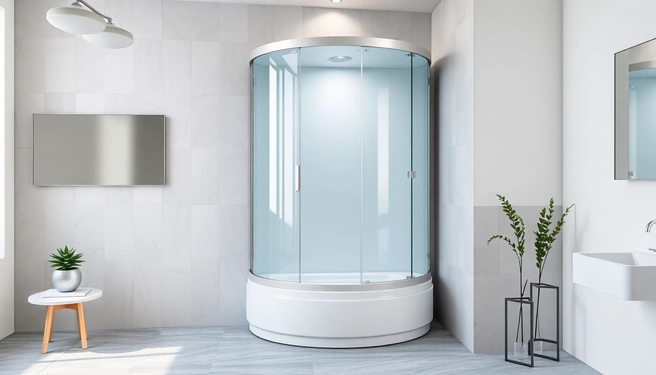 Die duschkabine 90x90 komplett in einem modernen Badezimmer-Setup zeigt Eleganz und Stil.