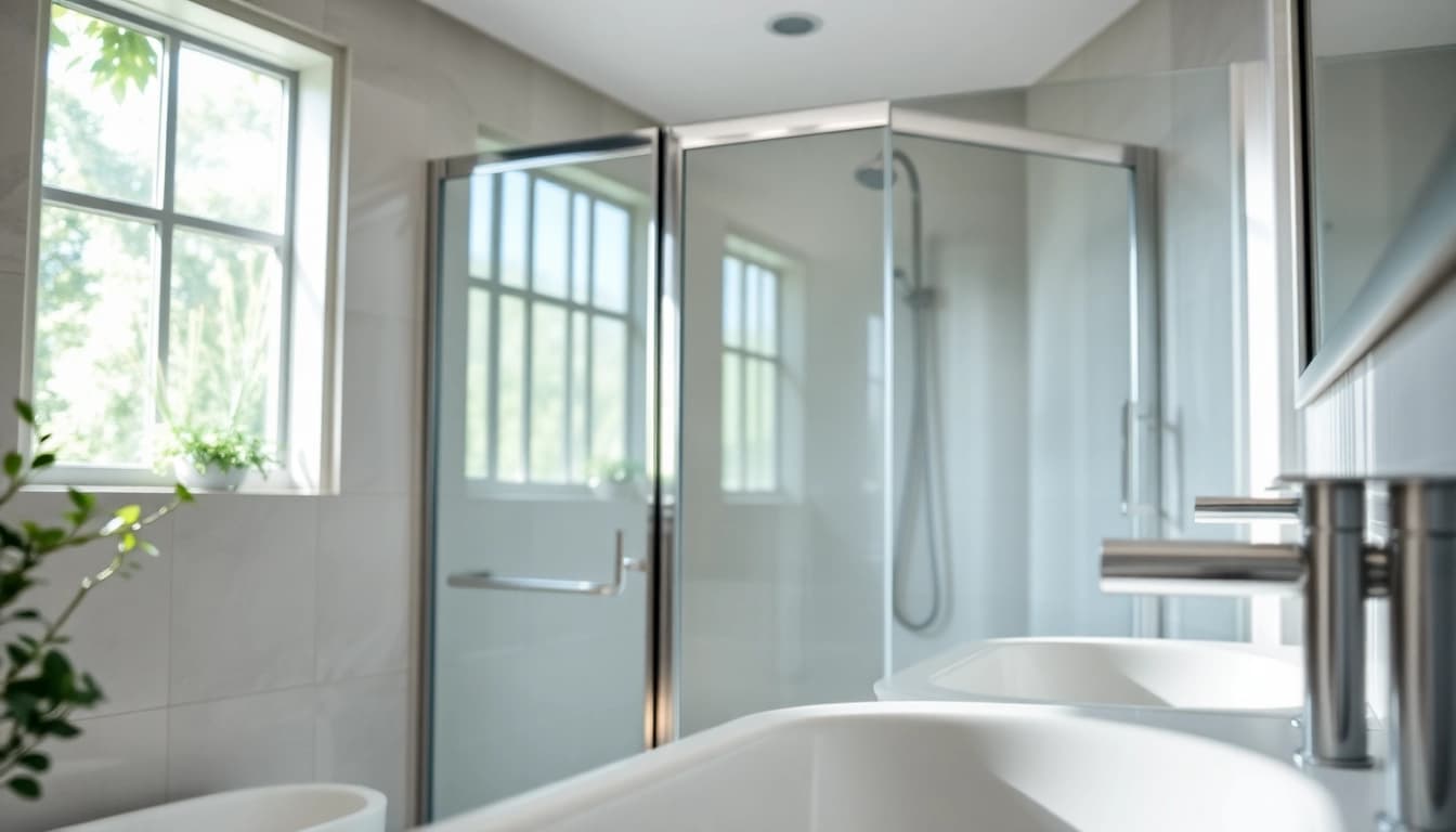 Showcasing elegant sunney shower doors in a luxurious bathroom with natural light.