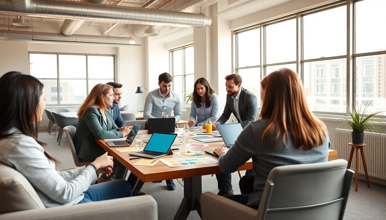 Marketingberatung im kreativen Teammeeting einer Webdesign-Agentur fördern.