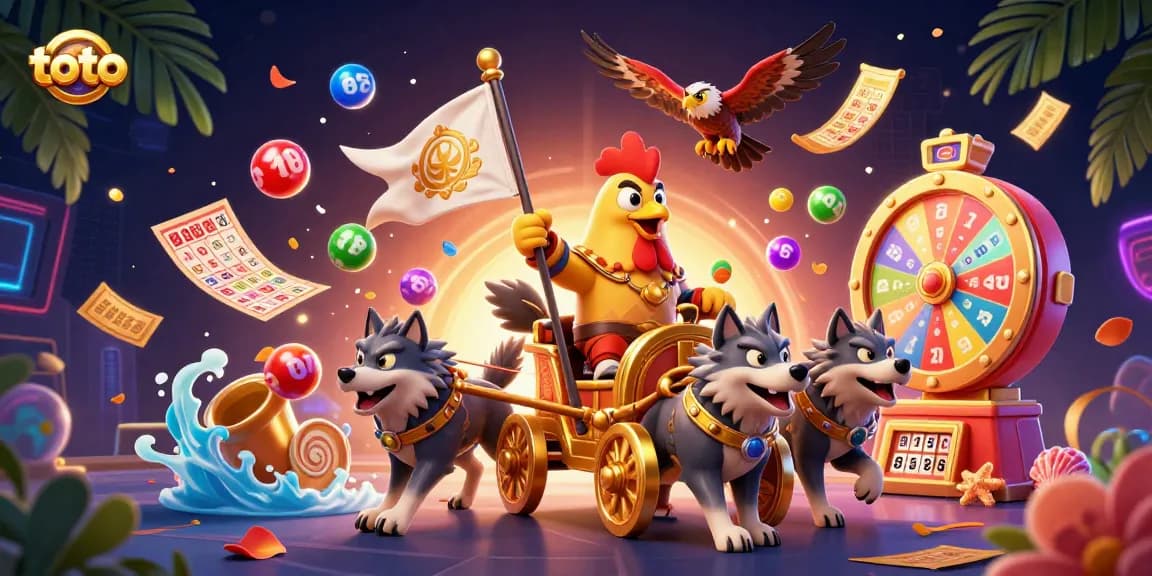 Engage in thrilling gambling action with toto featuring dynamic lottery elements and a vibrant 3D scene.