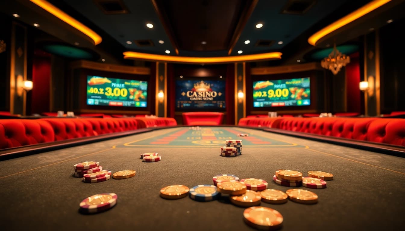 Capturer le frisson du casino en ligne français avec des tables de jeux vibrantes et une action excitante.