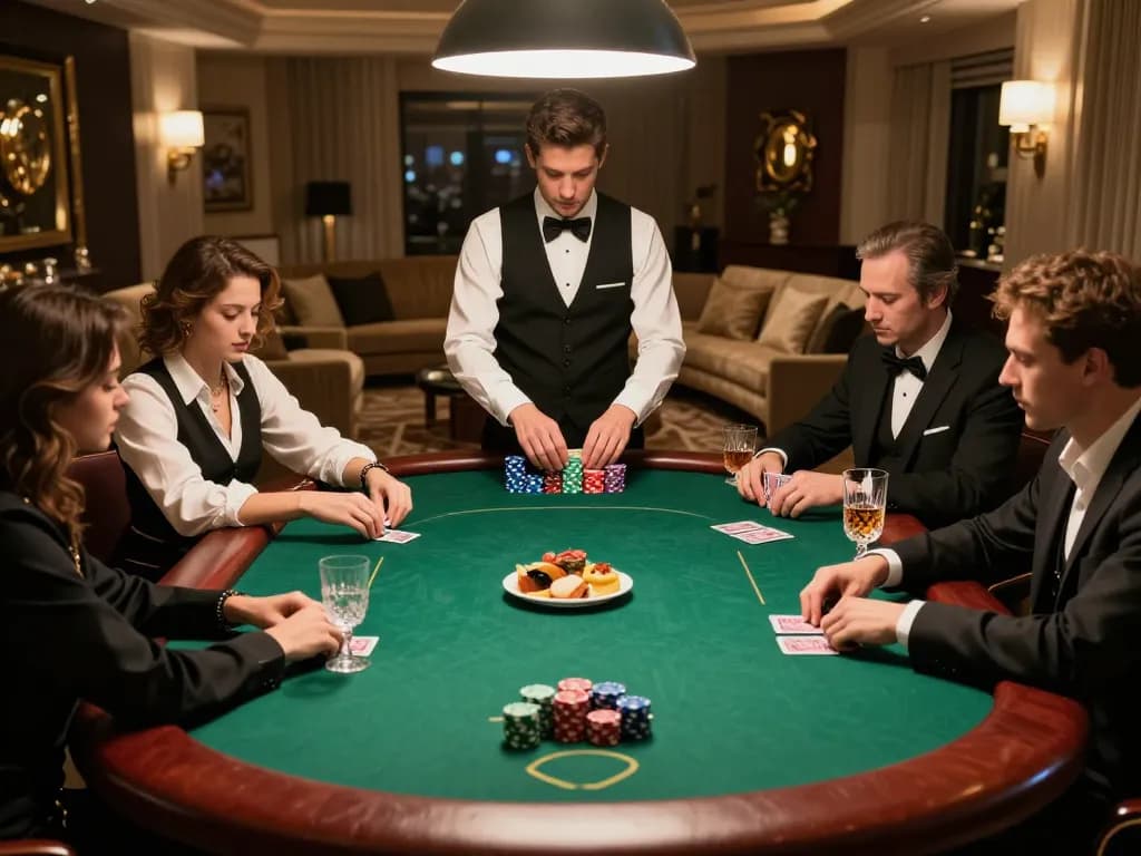 Players engage in a strategic poker game at XX88's upscale casino, enhancing their gaming experience.
