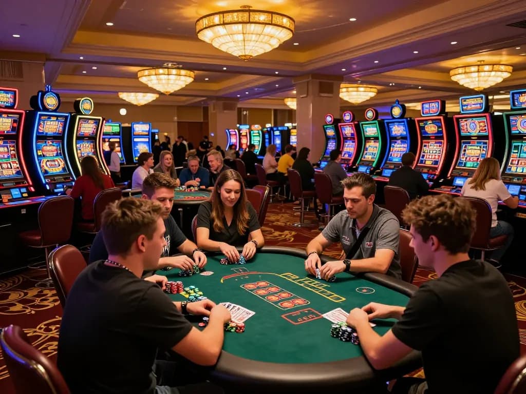 Players engage at Paris888 casino with vibrant slot machines and exciting table games.