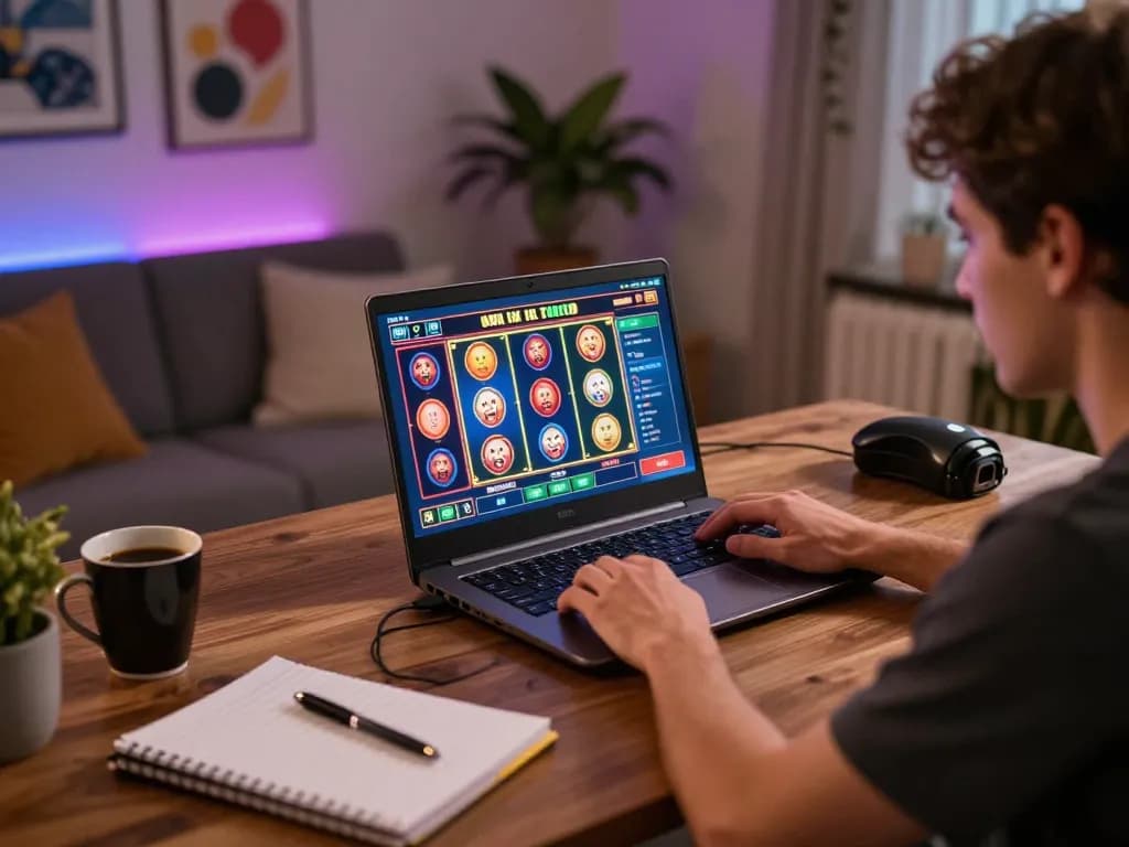 Engaging with online casino non aams per italiani on a laptop, showcasing vibrant gaming action