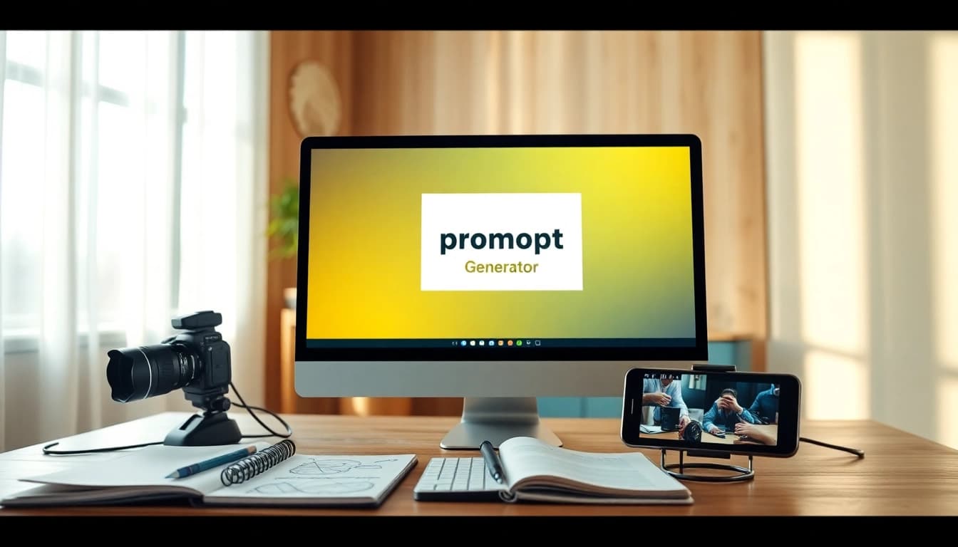 Transforming video content with an innovative video to promptgenerator interface in a modern workspace.