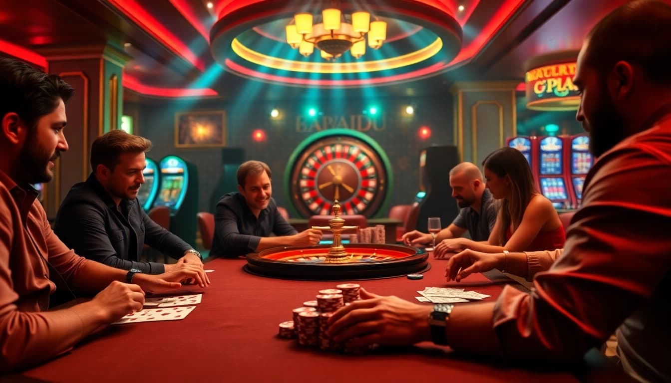 KPI4D poker players engaged in a thrilling game at a luxurious casino table.