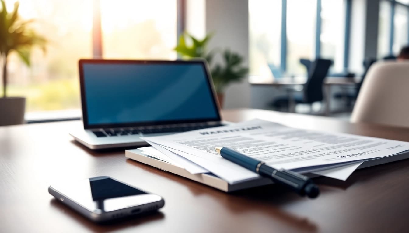 Explore transparent warranty coverage details with professional documentation on a modern office desk.