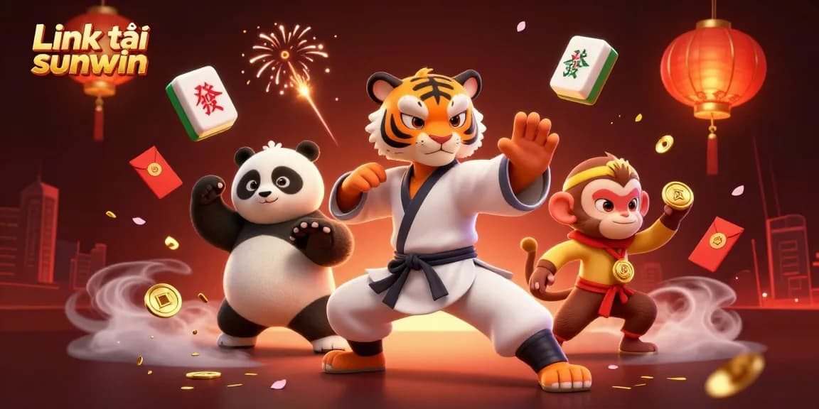 Experience the thrill of gaming with the Link tải sunwin, featuring cartoon characters and casino elements.