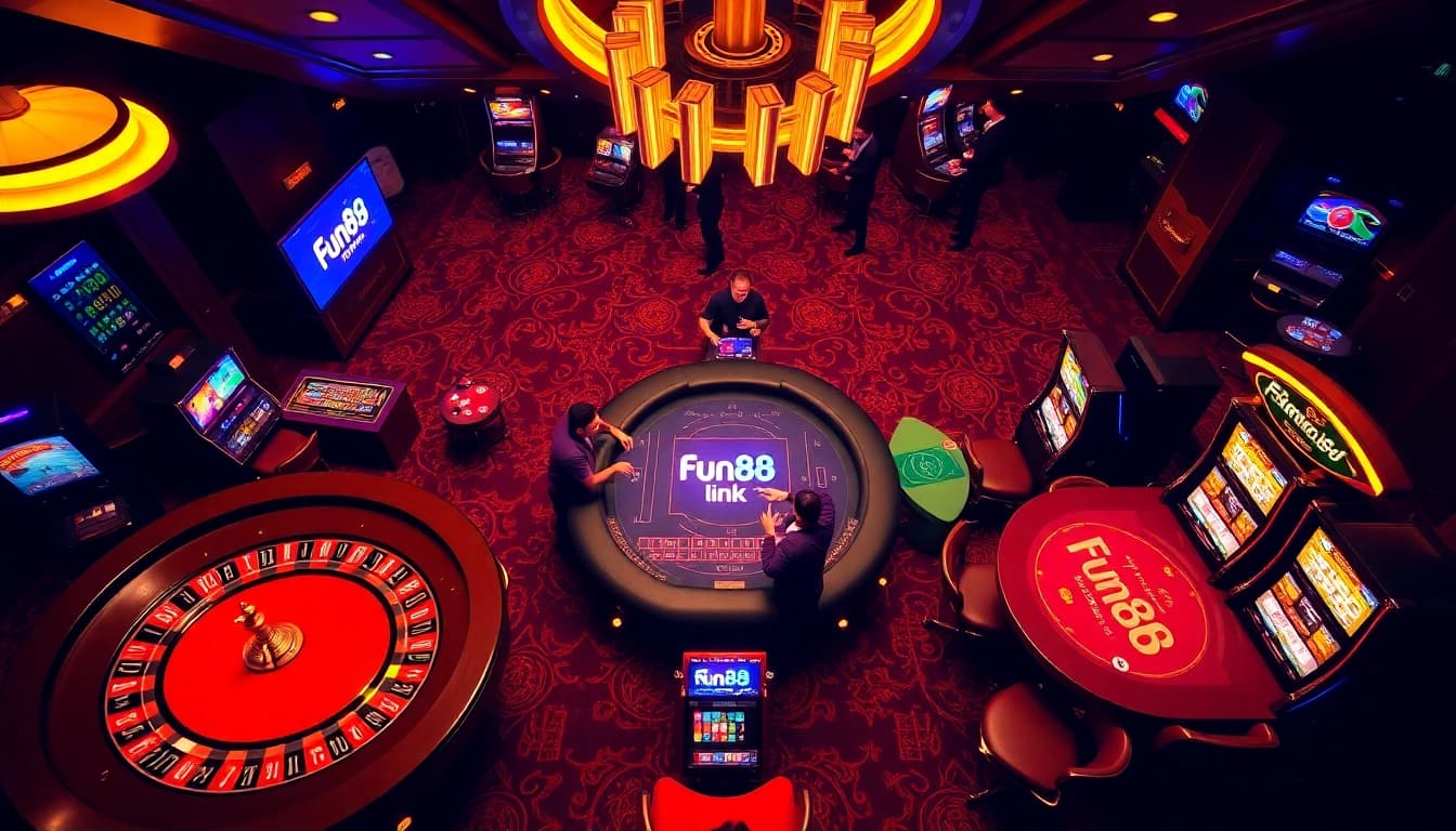 Experience thrill with Fun88 link as players engage in vibrant casino games and betting.