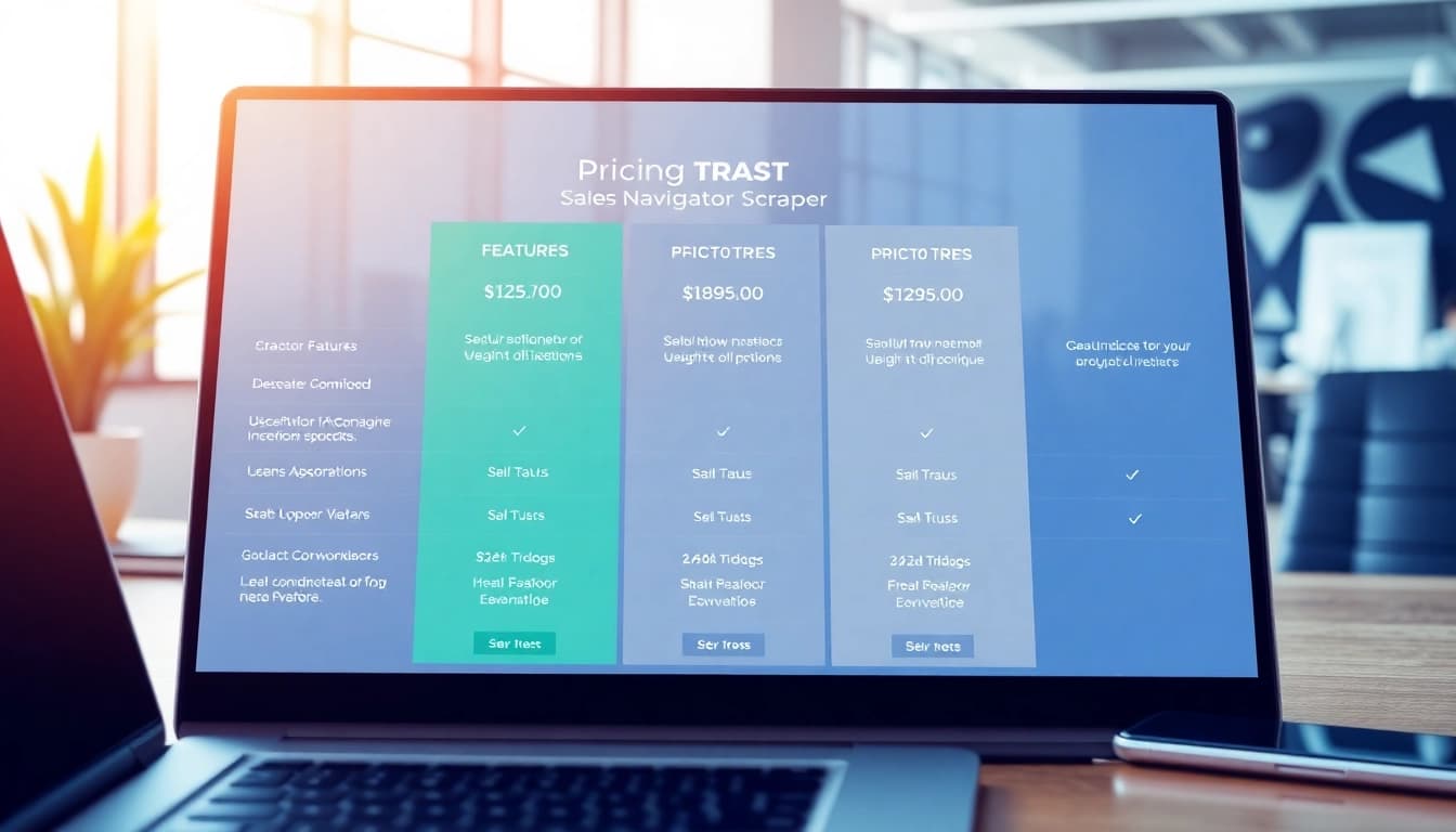 Explore sales navigator scraper pricing details through a professional illustration of a pricing chart.