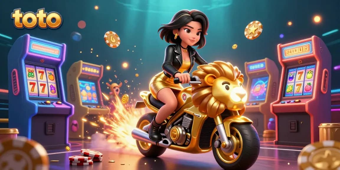 Engage in thrilling toto gaming adventures with vibrant casino elements and a glamorous character.
