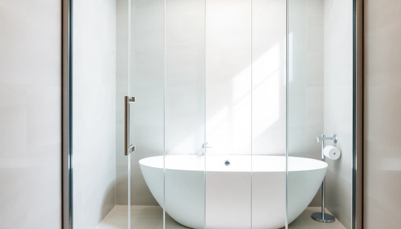 Stylish shower screen door enhancing a modern bathroom's aesthetic and functionality.