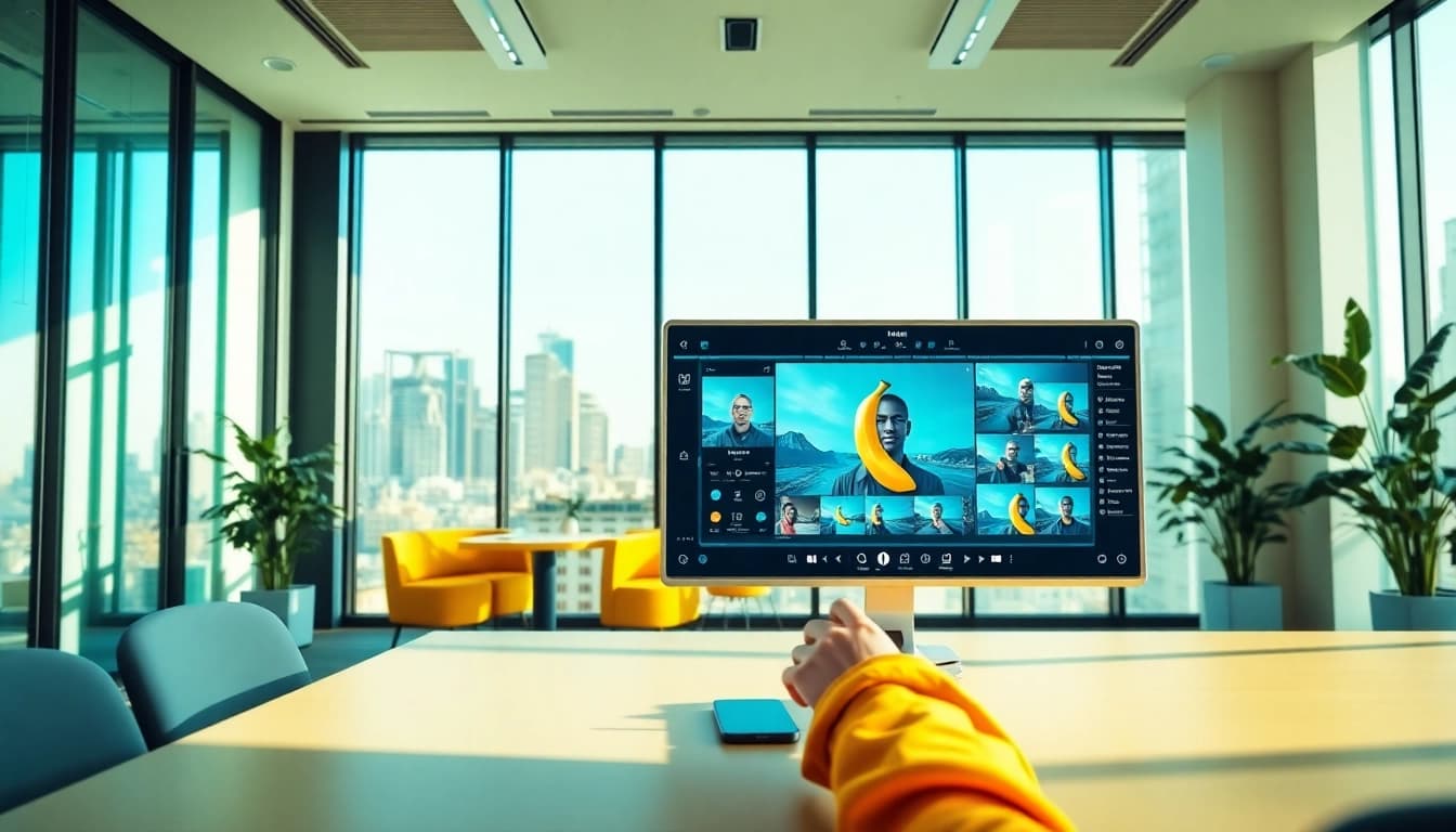 Dynamic workspace showcasing the innovative Nano Banana AI image editing tool in action.