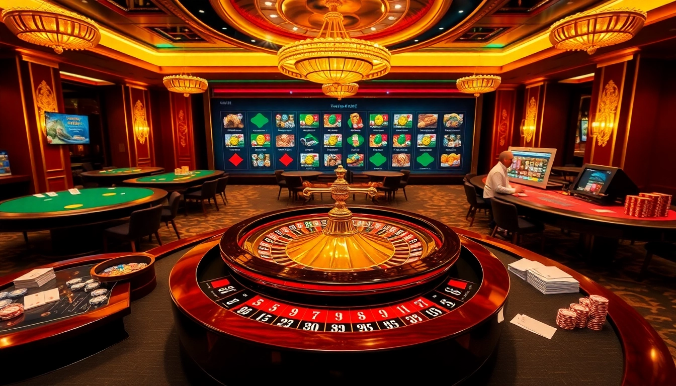Expérience de jeu palpitante dans un casino en ligne français avec des tables de poker, de la roulette et des machines à sous en ligne.