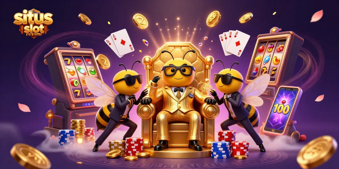 Experience excitement at situs slot resmi with this vibrant 3D casino scene filled with game elements.