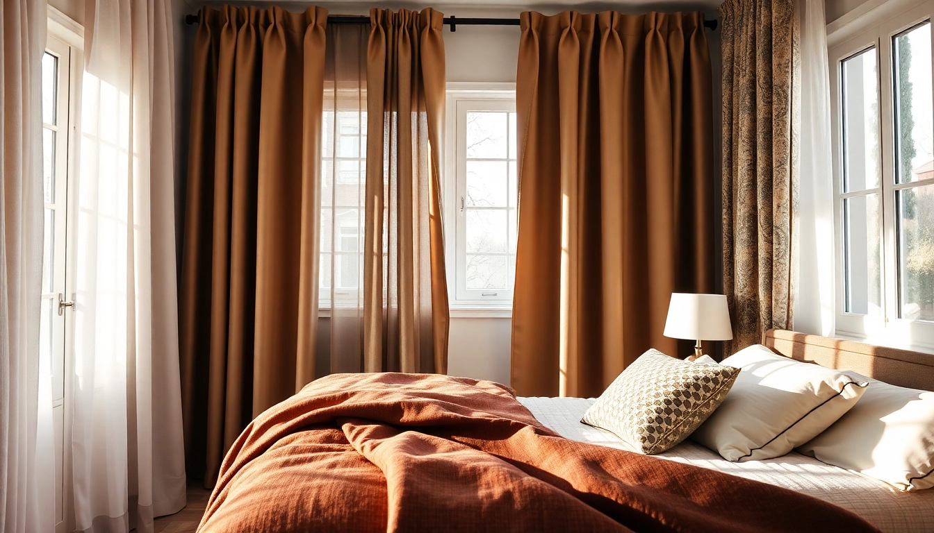 Bekijk stijlvolle verduisterende gordijnen in verschillende kleuren en patronen in deze gezellige slaapkamer.