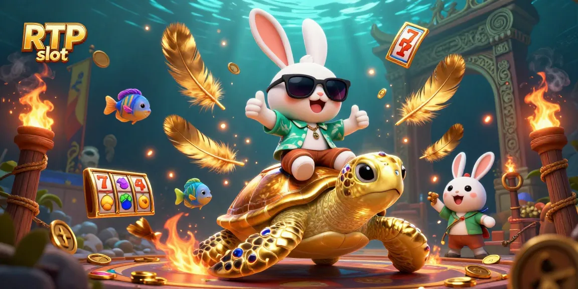 Engaging illustration showcasing a lucky rabbit celebrating wins in RTP slot games with vibrant casino elements.