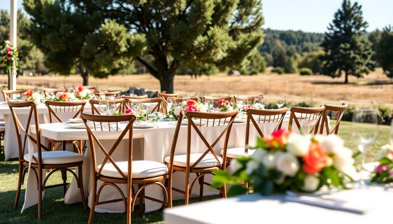 Discover beautiful chair rentals for events, showcasing elegant designs with floral accents.