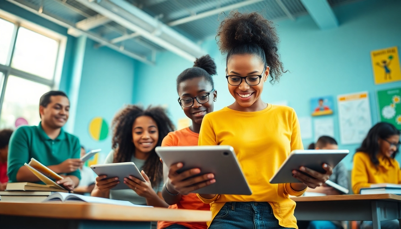 Engaged students in a modern classroom environment highlighting the importance of education.