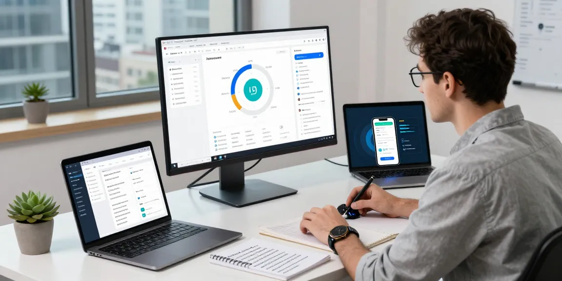 AI detector in action with data scientist analyzing content moderation metrics in a sleek digital workspace.
