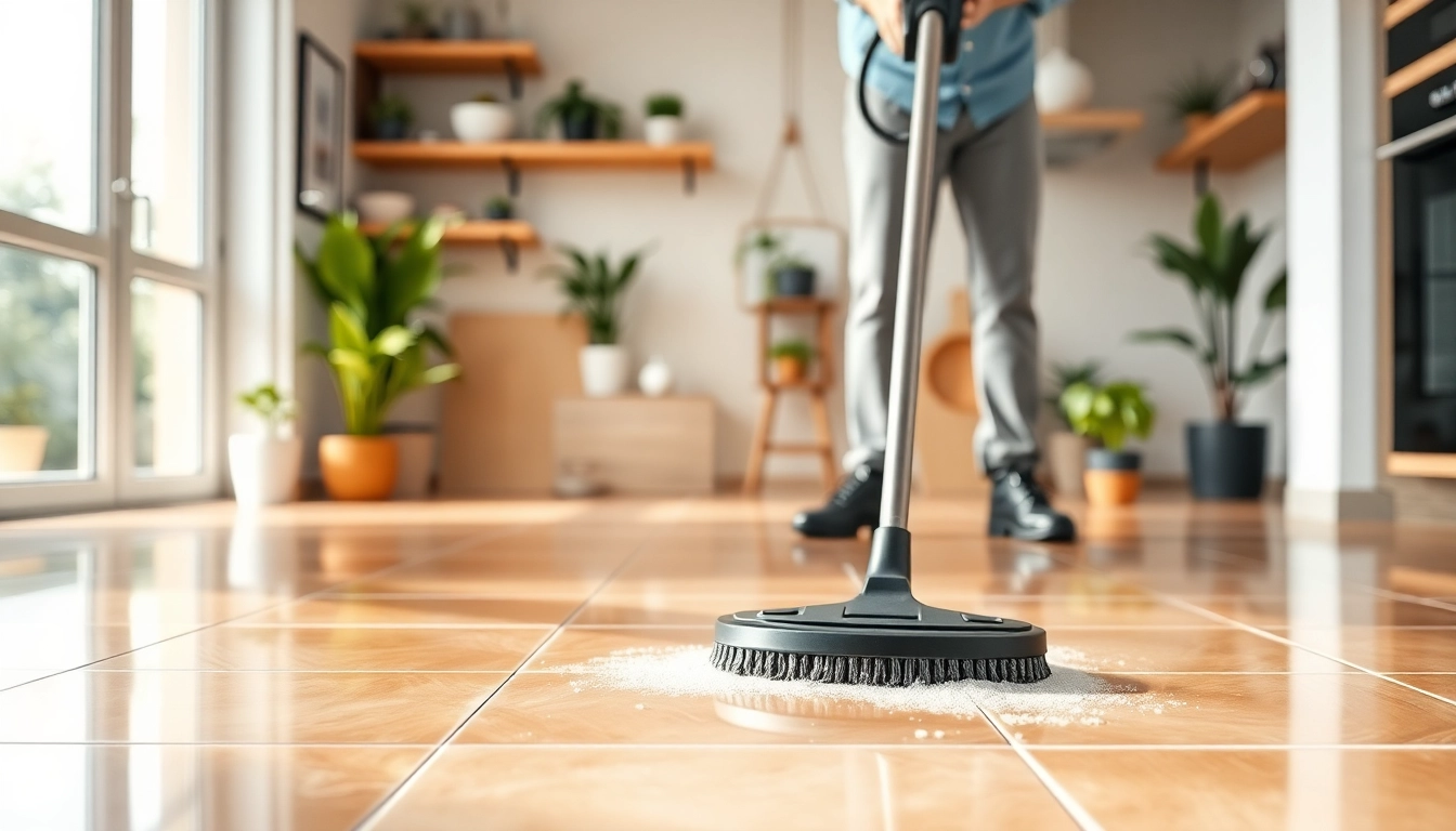 Find tile cleaners near me providing pristine cleaning services in a modern kitchen.