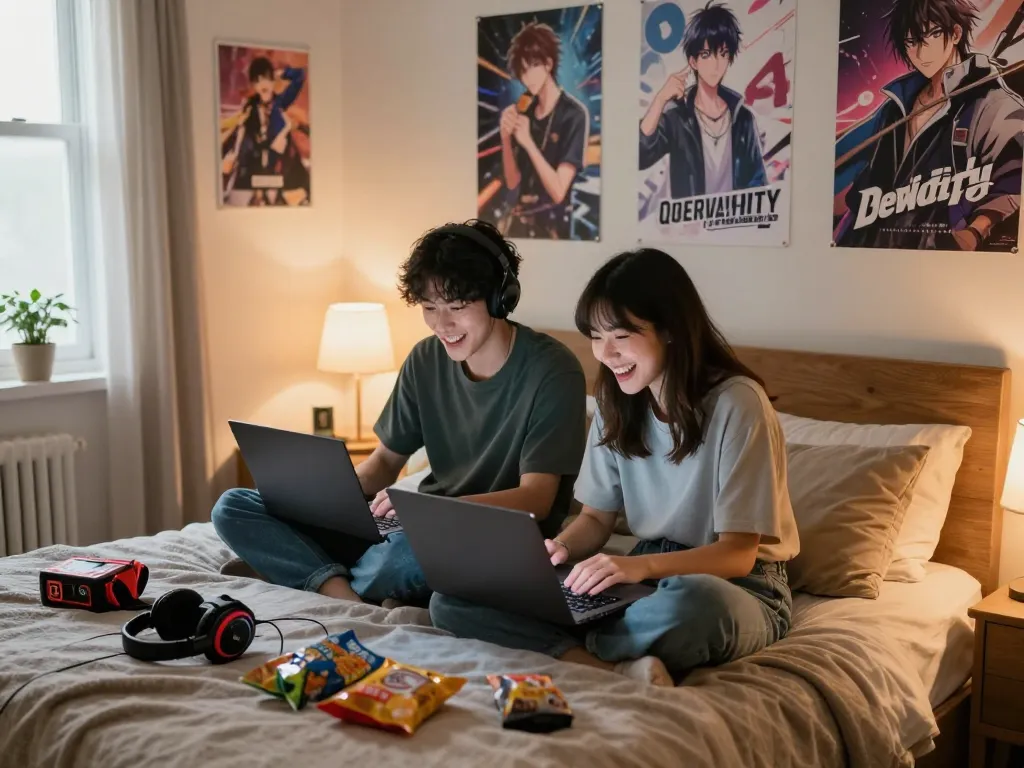 Engaging scene of players enjoying Degrees of Lewdity in a cozy bedroom setup.
