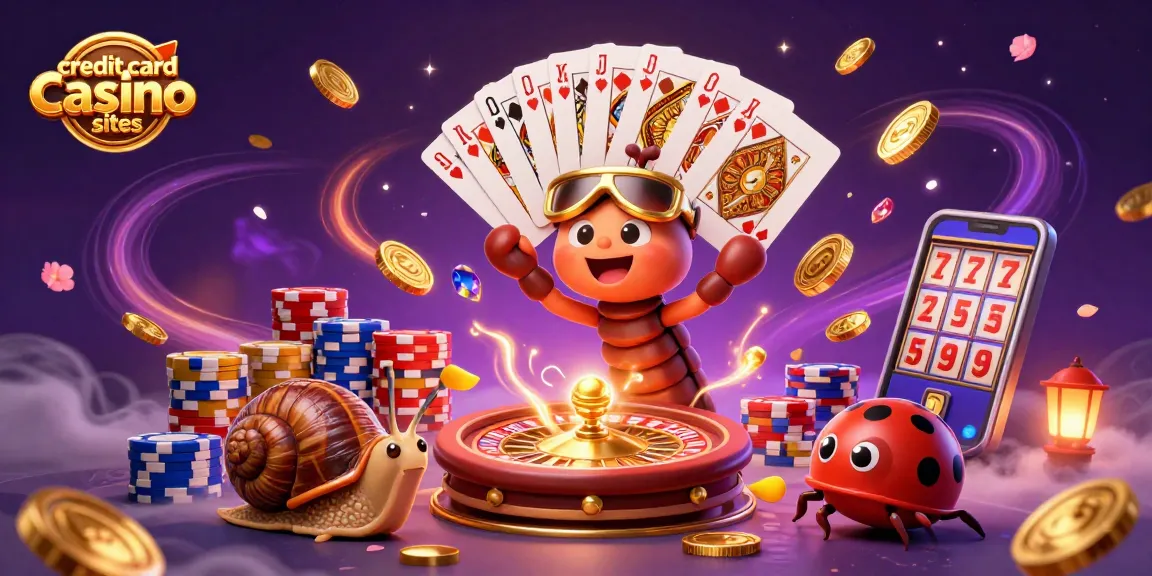 Players enjoying credit card casino sites, immersed in games with colorful chips and cards.