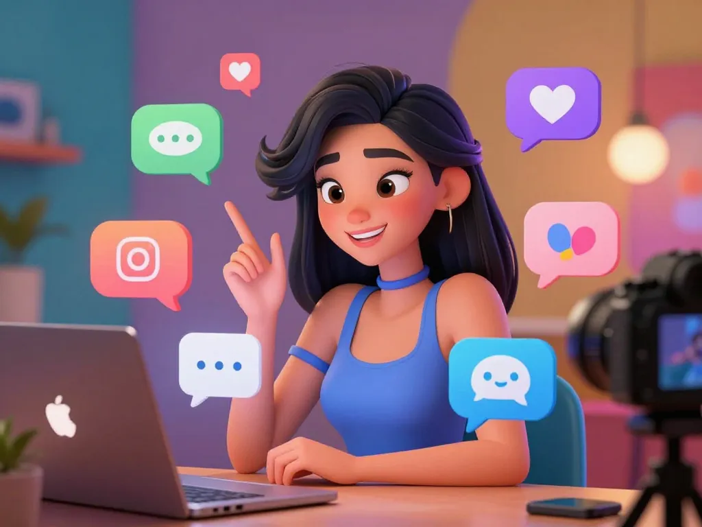 Engaging AI character in a lively chat representing ai chat porn with vibrant digital elements