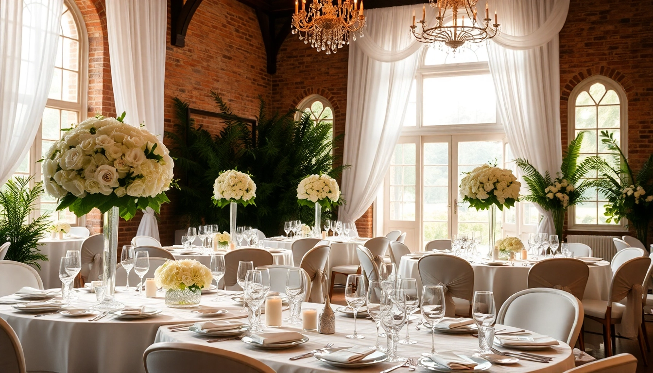 Stunning wedding event space Jacksonville featuring elegant decor and romantic lighting.