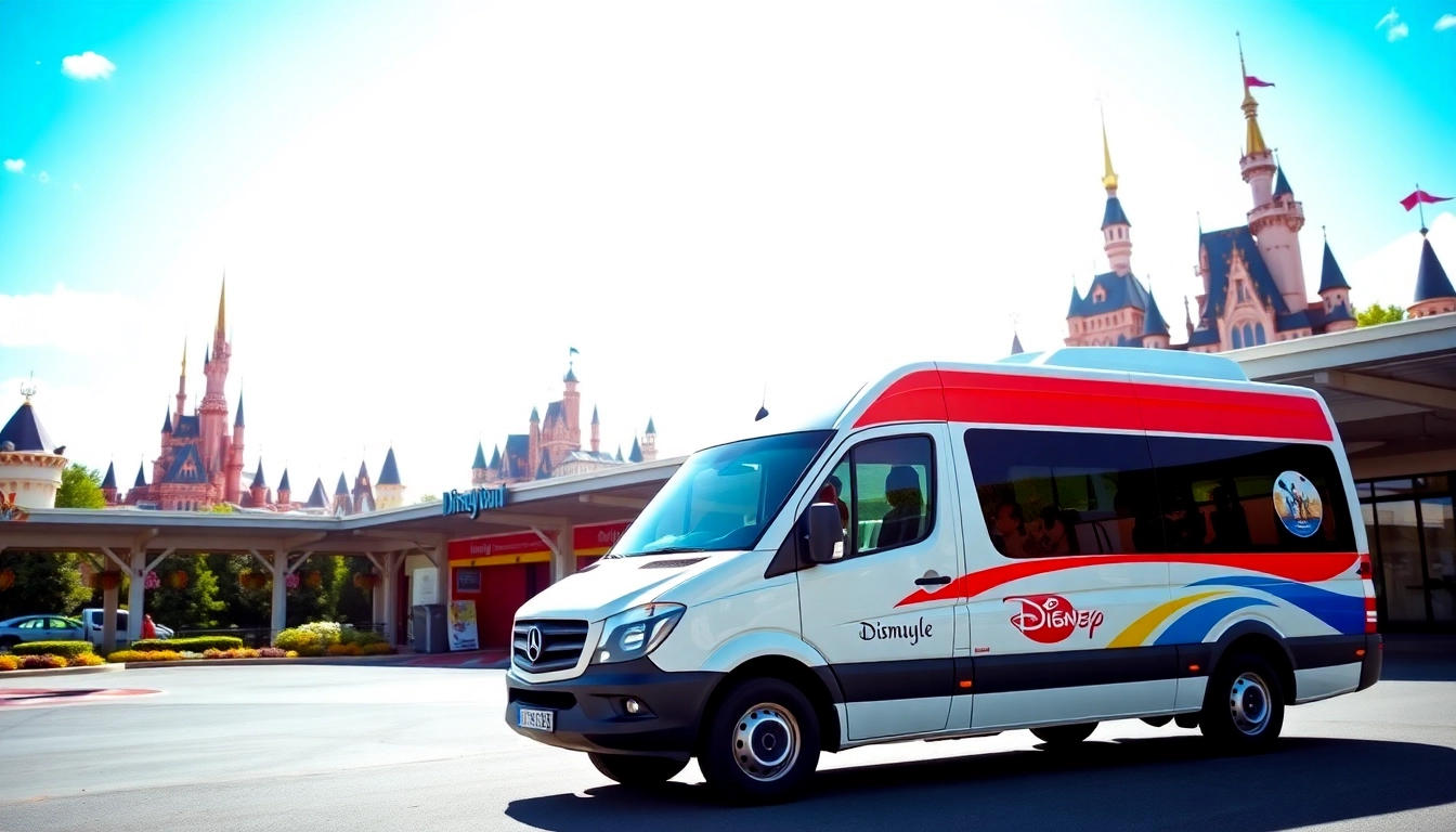 Shuttle transporting guests from Beauvais Airport to Disney Transfer, offering a family-friendly experience.