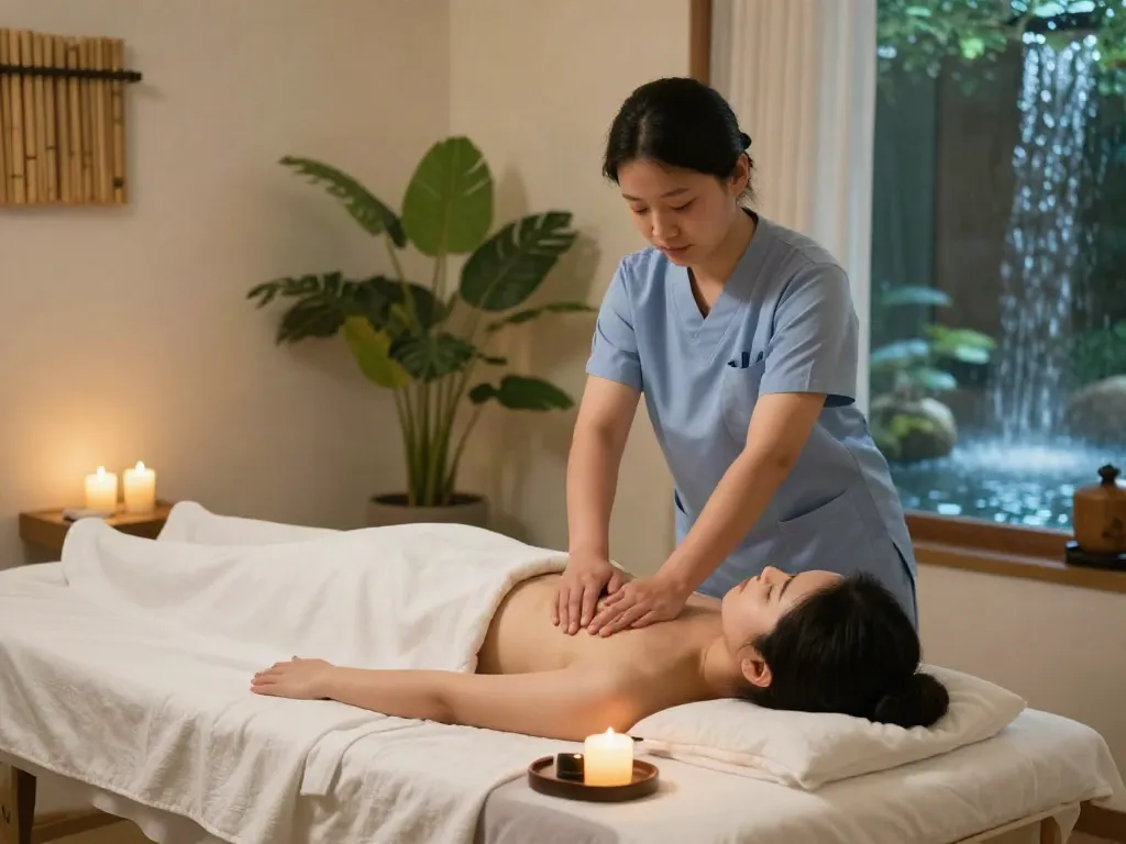 Relaxing therapy session showcasing 청라출장마사지 with serene ambiance and skilled therapist.