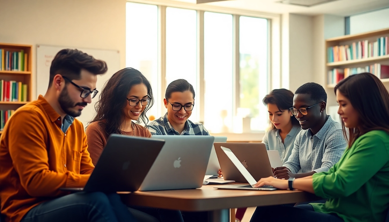 Engaged TOEFL test takers for hire collaborating in an inspiring study environment.