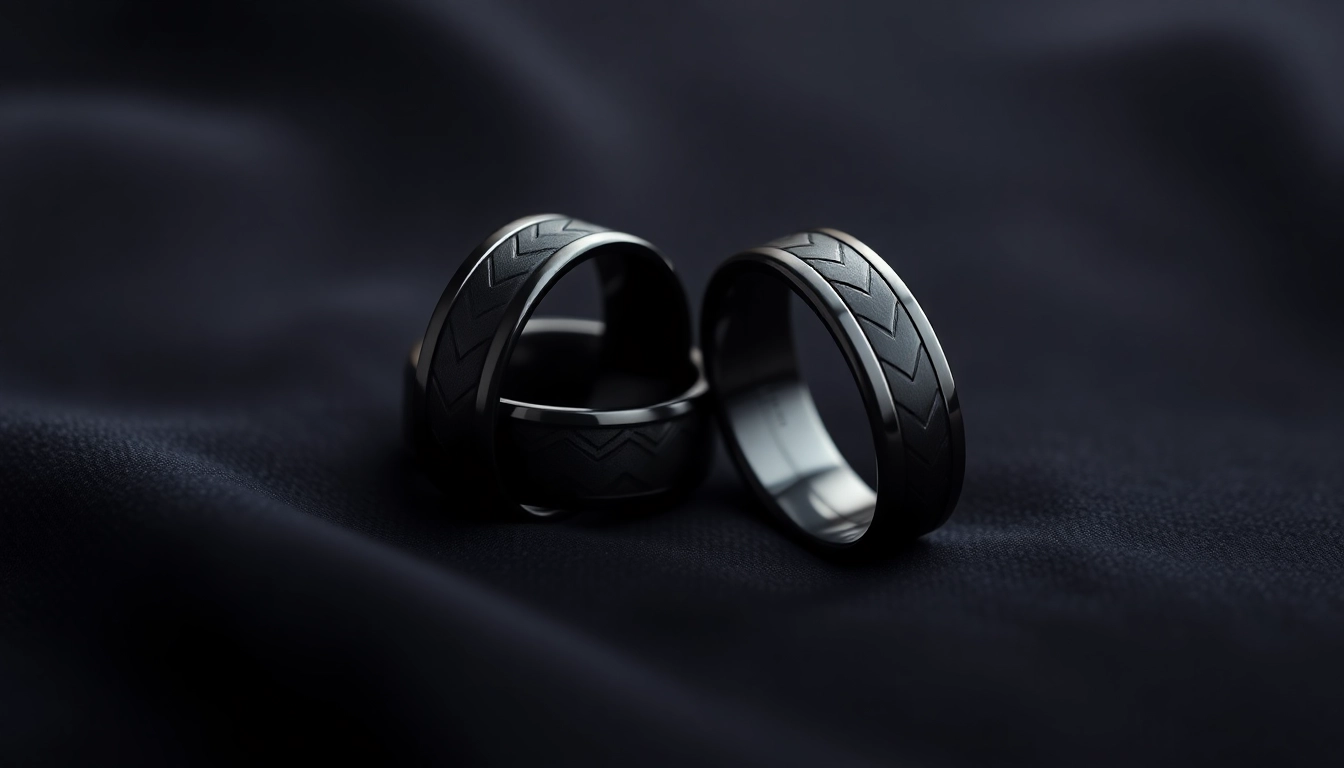 Showcasing stunning Black Wedding Rings for Men featuring elegant designs and materials.