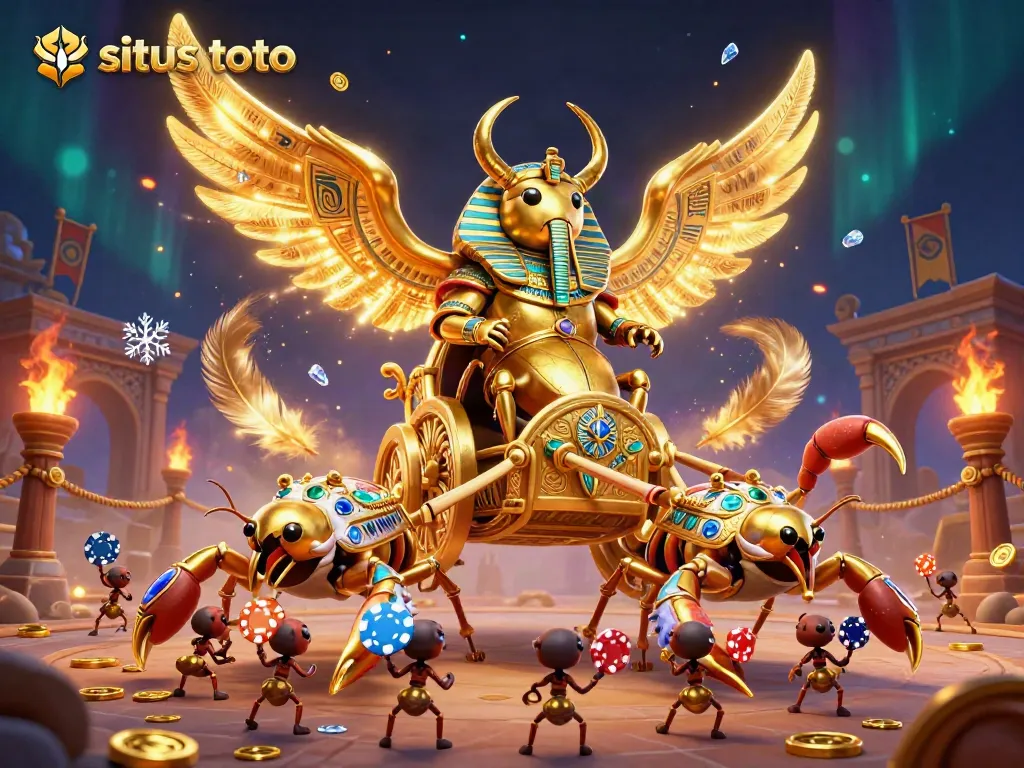 Win big with situs toto in this vibrant casino illustration featuring epic characters and elements.