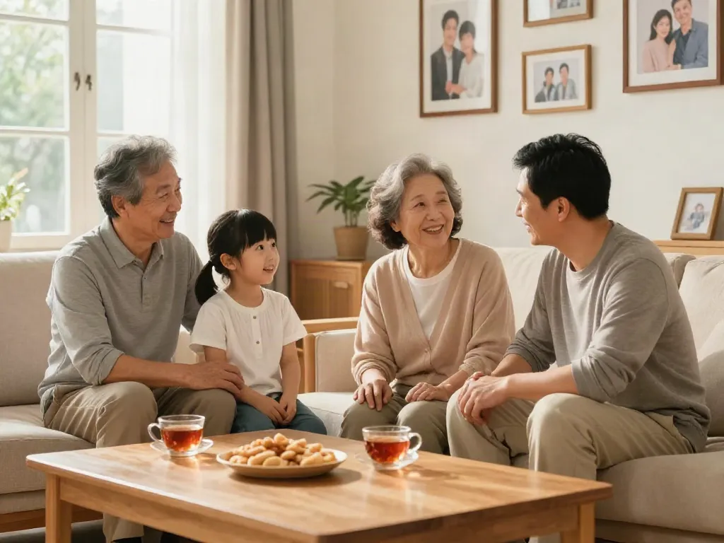 Engaging family moment portraying rokok88 super values in a cozy home environment