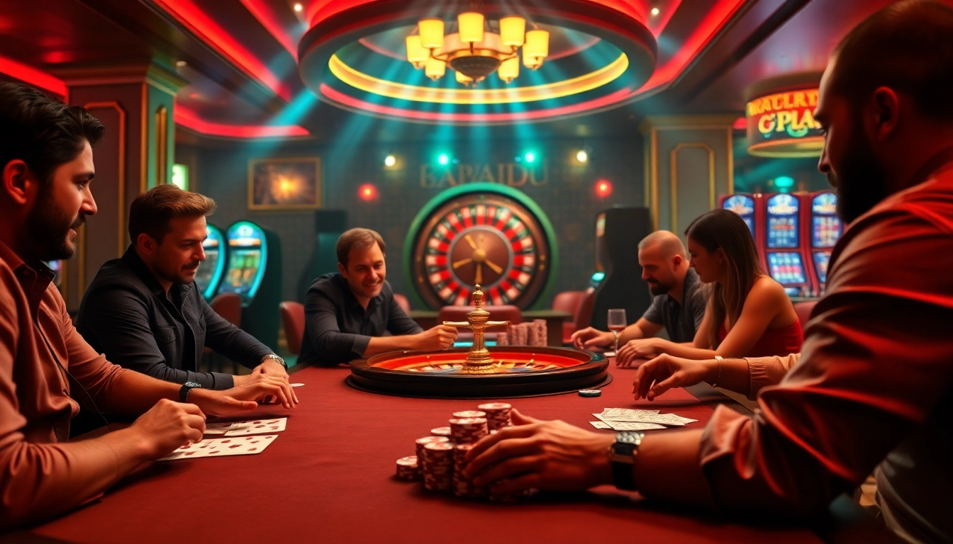 KPI4D poker players engaged in a thrilling game at a luxurious casino table.