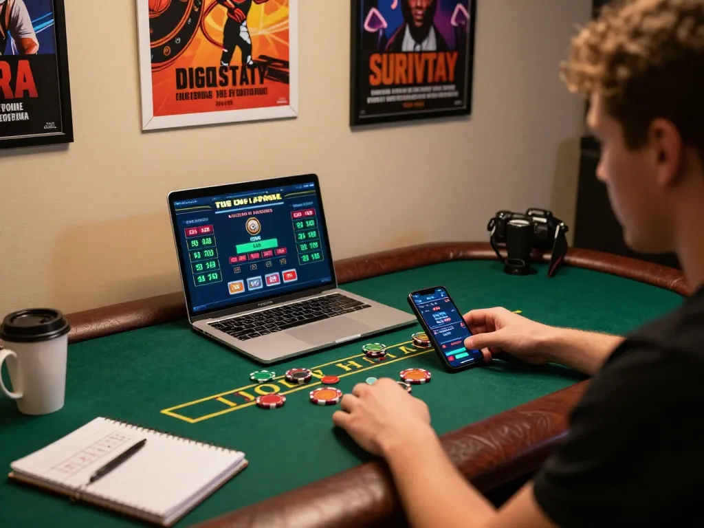 Chính Sách Quyền Riêng Tư reflected in safe online gambling, showcasing a user engaging with a live dealer game on laptop.
