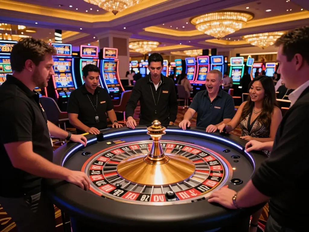 Witness the thrill of MM88 gambling at a lively roulette table in a Las Vegas casino