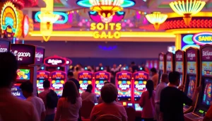 Menampilkan suasana slot gacor hari ini dengan pemain yang antusias di kasino.