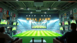 해외축구중계 실시간 방송을 보여주는 현대적인 세팅의 모습