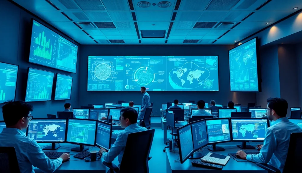 Network Monitoring Tampa: A modern operations center with technicians analyzing real-time data.