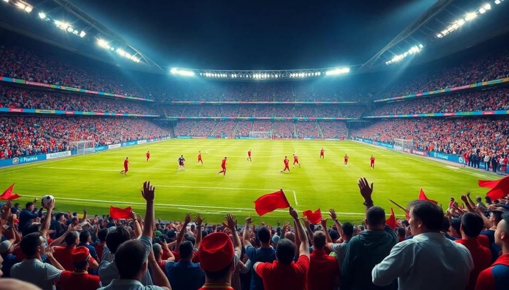 해외축구중계 중인 생생한 축구 경기 장면