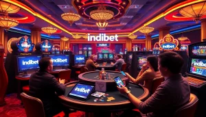 Enter your Indibet game login details in a luxurious online casino setting.
