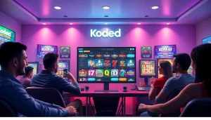 Kode4d slot gaming hub with diverse players enjoying vibrant games and supportive atmosphere.
