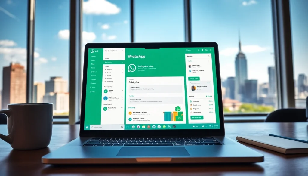 Optimize your business with WhatsApp Smart CRM tools on a sleek workspace laptop.