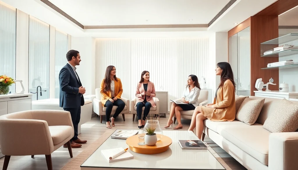 Engaging scene highlighting medspa marketing strategies with a consultant and clients in discussion.